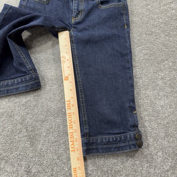 Ann Taylor 0P Modern Fit Capri Jeans Dark Wash Button Cuff Lindsay Denim Womens - Picture 5 of 9